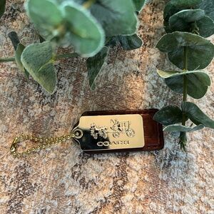 Coach Gold and Brown Tag Keychain